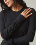 Women's Premium Slub Crew Long Sleeve Tee - Black
